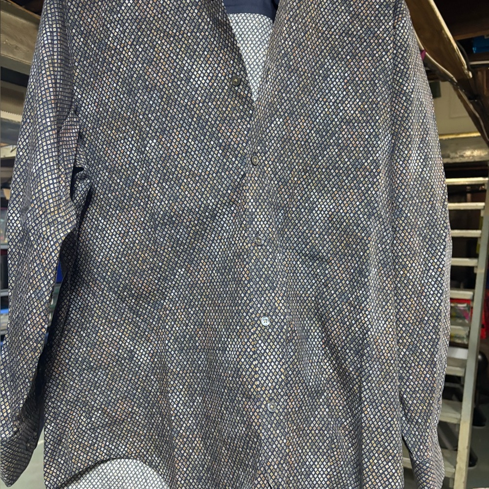 Bugatchi Brown/Multi Color Classic Fit Shirt